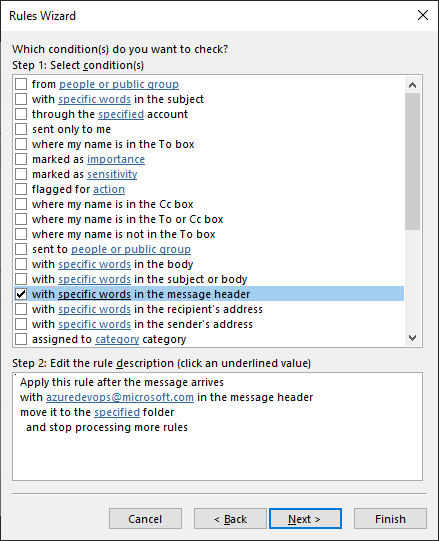 outlook on behalf of rule